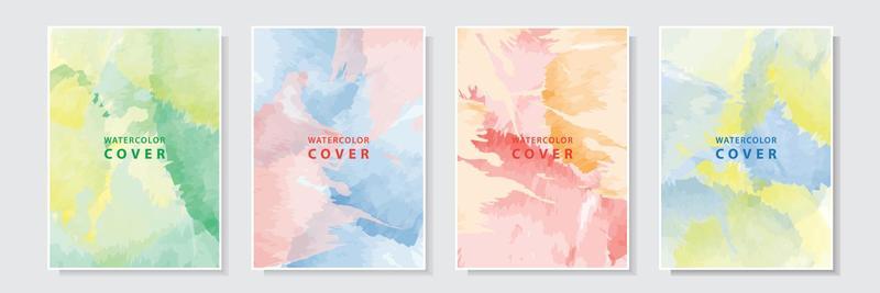 colorful abstract splash watercolor style cover art template design set collection background vector