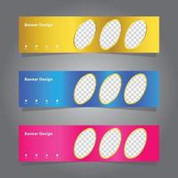 shiny elegant colorful banner set template collection, modern luxury style, with oval shape isolated for image, vector graphic design