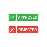 approved and rejected sign, button option, notification information symbol, rounded style, illustration vector graphic