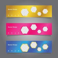 shiny elegant colorful banner set template collection, modern luxury style, with hexagon shape isolated for image, vector graphic design