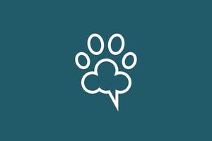 simple elegant chat cloud dog footstep logo design vector