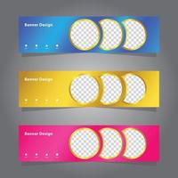 shiny elegant colorful banner set template collection, modern luxury style, with circle shape isolated for image, vector graphic design
