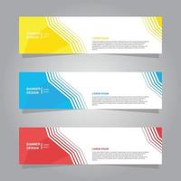 conjunto de banners horizontales, azul, amarillo, rojo, minimalista, moderno, elegante, plantilla, diseño, vector, para, publicidad, negocio vector