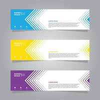 horizontal banner set, blue, yellow, purple color minimalist modern elegant template layout design vector, for advertising business vector