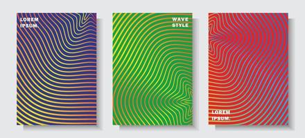 modern cover set design colorful line wave style effect background vector