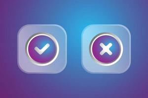 checklist and wrong icon modern style, blue light effect, vector graphic