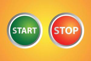 3d start and stop button or icon design, shiny, set collection vector