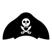 Pirate hat with skull and saber cutlass icon black color vector illustration flat style image