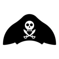 sombrero pirata con calavera y machete de sable icono color negro vector ilustración estilo plano imagen