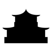 Chinese house silhouette Traditional Asian pagoda Japanese cathedral Facade icon black color vector illustration flat style image