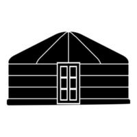 Yurt of nomads Portable frame dwelling with door Mongolian tent covering building icon black color vector illustration flat style image