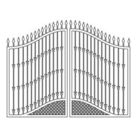 Forged gates icon outline black color vector illustration flat style image