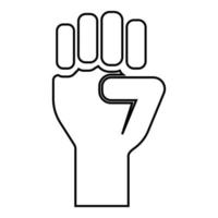 Fist up Concept of freedom fight revolution power protest icon outline black color vector illustration flat style image