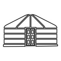 Yurt of nomads Portable frame dwelling with door Mongolian tent covering building icon outline black color vector illustration flat style image