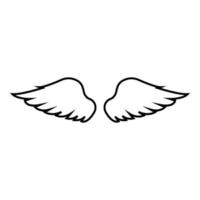 Wings of bird devil angel Pair of spread out animal part Fly concept Freedom idea icon outline black color vector illustration flat style image