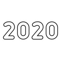 2020 text symbols New Year letters icon outline black color vector illustration flat style image
