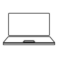 Laptop icon outline black color vector illustration flat style image