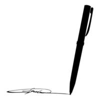 Signature using pen Ink writing concept icon black color vector illustration flat style image
