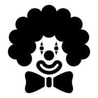 cabeza de cara de payaso con lazo grande y pelo rizado carnaval de circo invitación divertida icono de concepto color negro vector ilustración imagen de estilo plano
