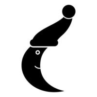 luna sonriente con icono de gorro de dormir ilustración vectorial de color negro imagen de estilo plano vector
