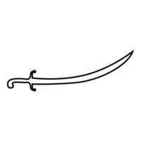 sable turco cimitarra sable de árabe persa espada curva icono contorno negro color vector ilustración estilo plano imagen