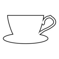 taza de té con platillo icono contorno negro color vector ilustración estilo plano imagen