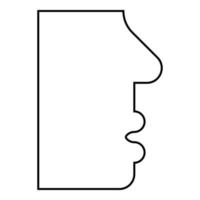 cara humana vista lateral cabeza boca nariz labio macho perfil persona silueta icono contorno negro color vector ilustración estilo plano imagen