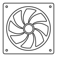 ventilador para procesador de computadora enfriador cpu sistema de enfriamiento ventilador icono contorno negro color vector ilustración estilo plano imagen