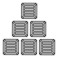 Pyramid crates Wooden boxs Containers icon outline black color vector illustration flat style image