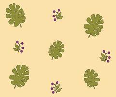 seamless pattern of palm leaves and berries vector