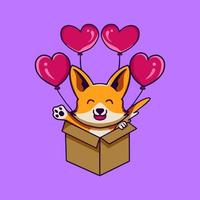 Fox With Gift Box Character vector