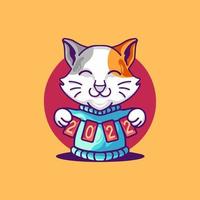 Cat Happy New Year vector