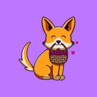 Fox With Flower Basket Character vector