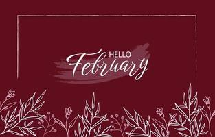 hello february red floral background vector
