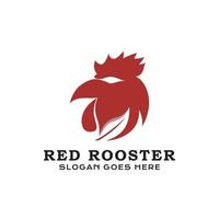 Spicy red rooster and leaf logo, fast food logo, shop, farm, web, app. vector