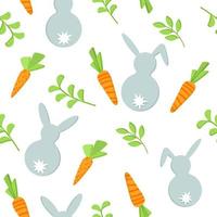 Colorful hare carrot seamless pattern. Isolated on white background vector