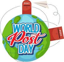 World Post Day word logo on earth vector