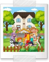 Photo of happy family in cartoon style vector