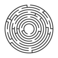 Round empty labyrinth. Puzzle in black and white. vector