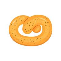 Wheat pretzel with poppy seeds, soft bagel vector