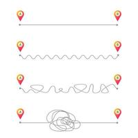 Route plan from point A to B in anticipation and reality. vector