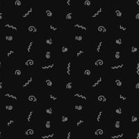 Seamless black and white pattern with abstract simple doodle elements. Dotted curls and zigzags. Vector endless texture