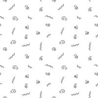 Seamless black and white pattern with abstract simple doodle elements. Dotted curls and zigzags. Vector endless texture