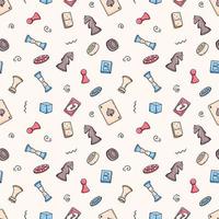 Board games seamless pattern. Endless texture with vector doodle elements