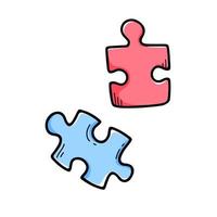 Hand drawn puzzles. Vector illustration. Doodle elements set.