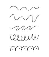 Hand-drawn wavy lines set, curls and curves. Simple vector doodles for abstract design