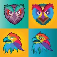 cartoon exotic bird in trendy craft paper graphic style Vector illustration