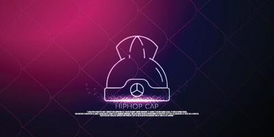 hip hop cap digital concept, particle style design. Wireframe lightweight connection structure,banner, logo, label and poster, Vector illustration