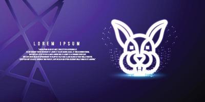 rabbit animal digital concept, particle style design. Wireframe lightweight connection structure, Vector illustration