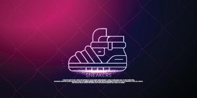 sneakers digital concept, particle style design. Wireframe lightweight connection structure,banner, logo, label and poster, Vector illustration